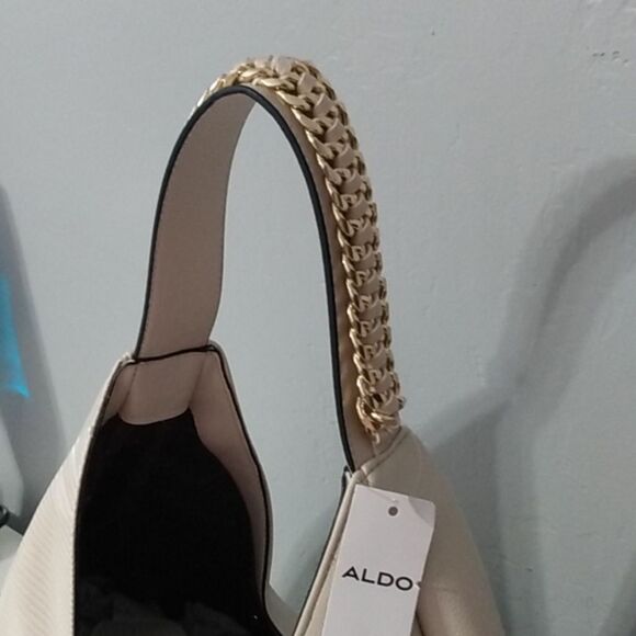 ALDO Pebble-Grain Shoulder Bag – Cream‎ – Gold-Chain Strap - Picture 3 of 16